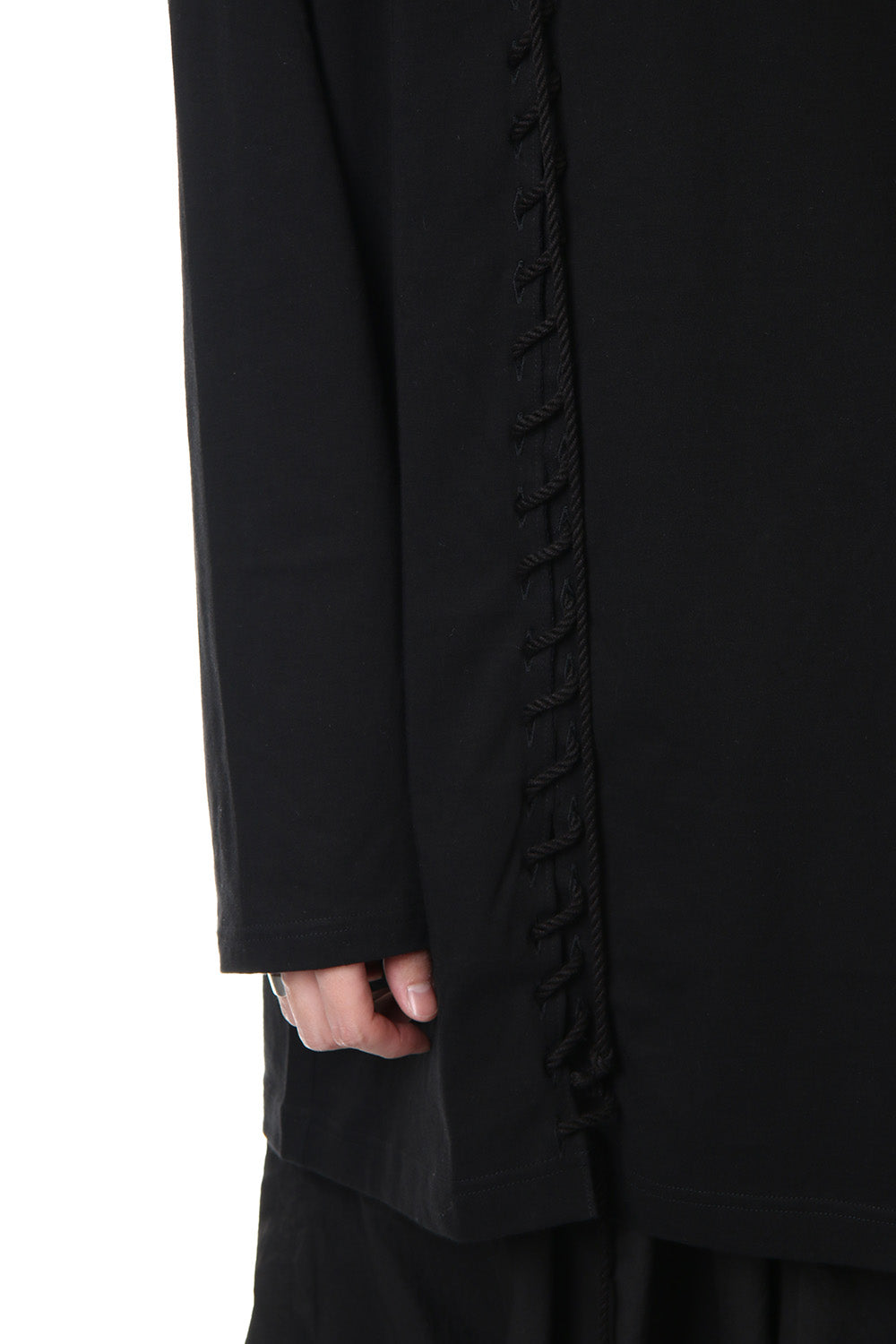 Lace Up Round Neck Long Sleeve T Shirt