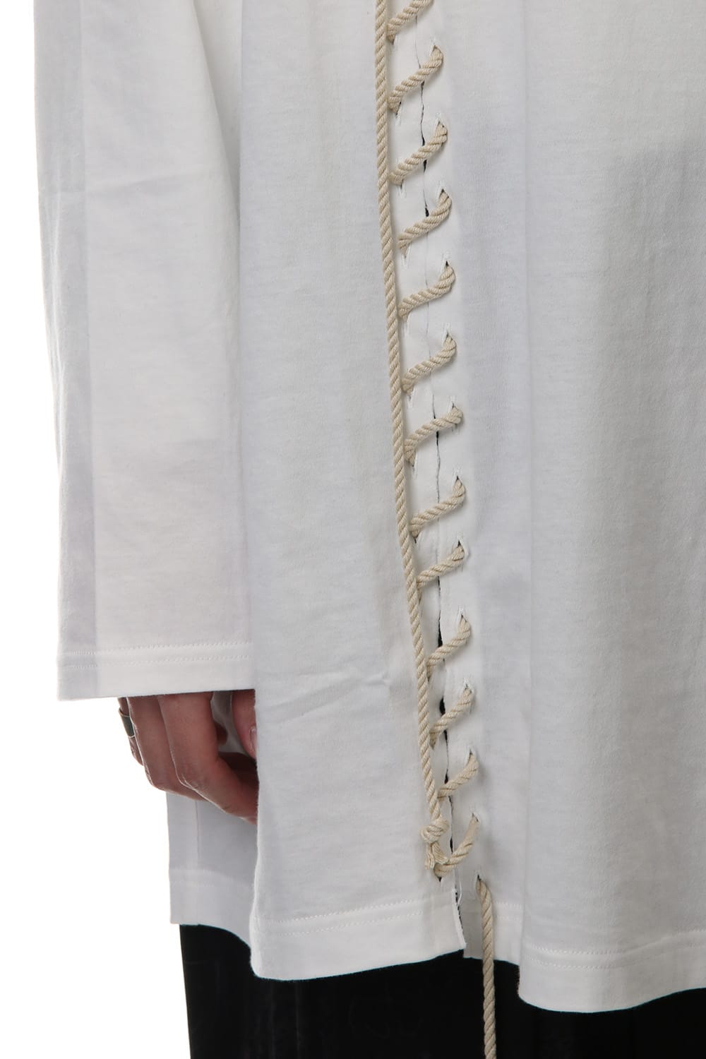 Lace Up Round Neck Long Sleeve T Shirt