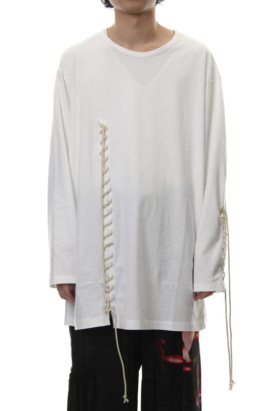 Lace Up Round Neck Long Sleeve T Shirt