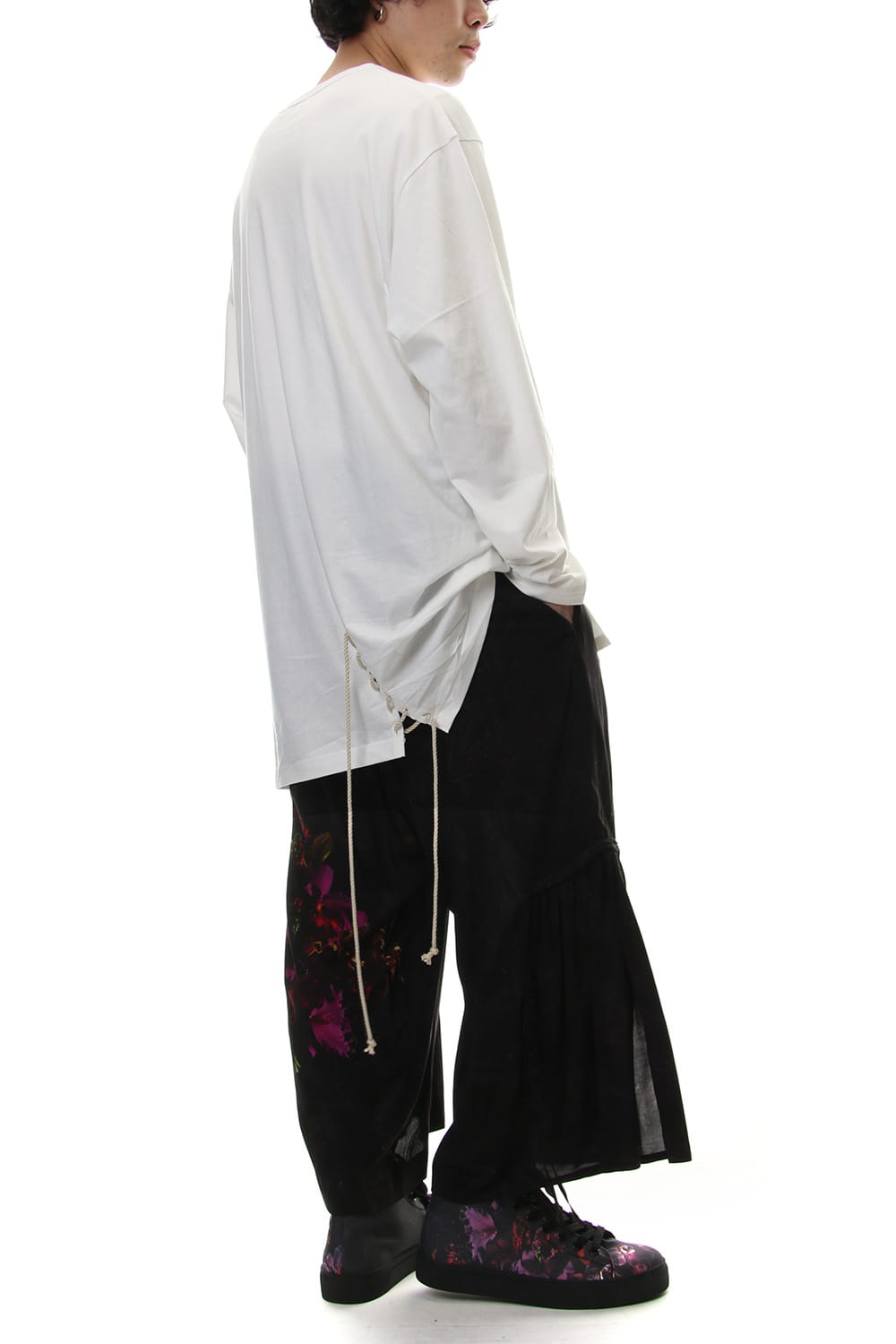 Lace Up Round Neck Long Sleeve T Shirt