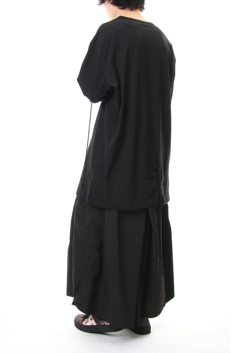 Lace Up Round Neck Long Sleeve T Shirt