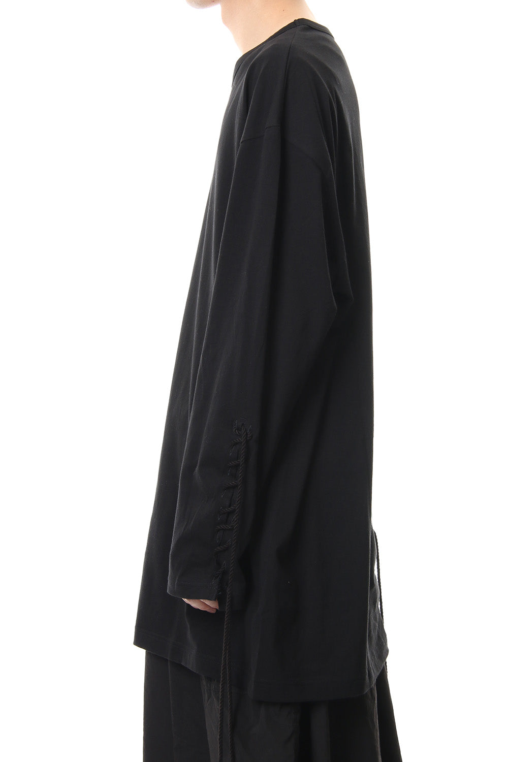 Lace Up Round Neck Long Sleeve T Shirt