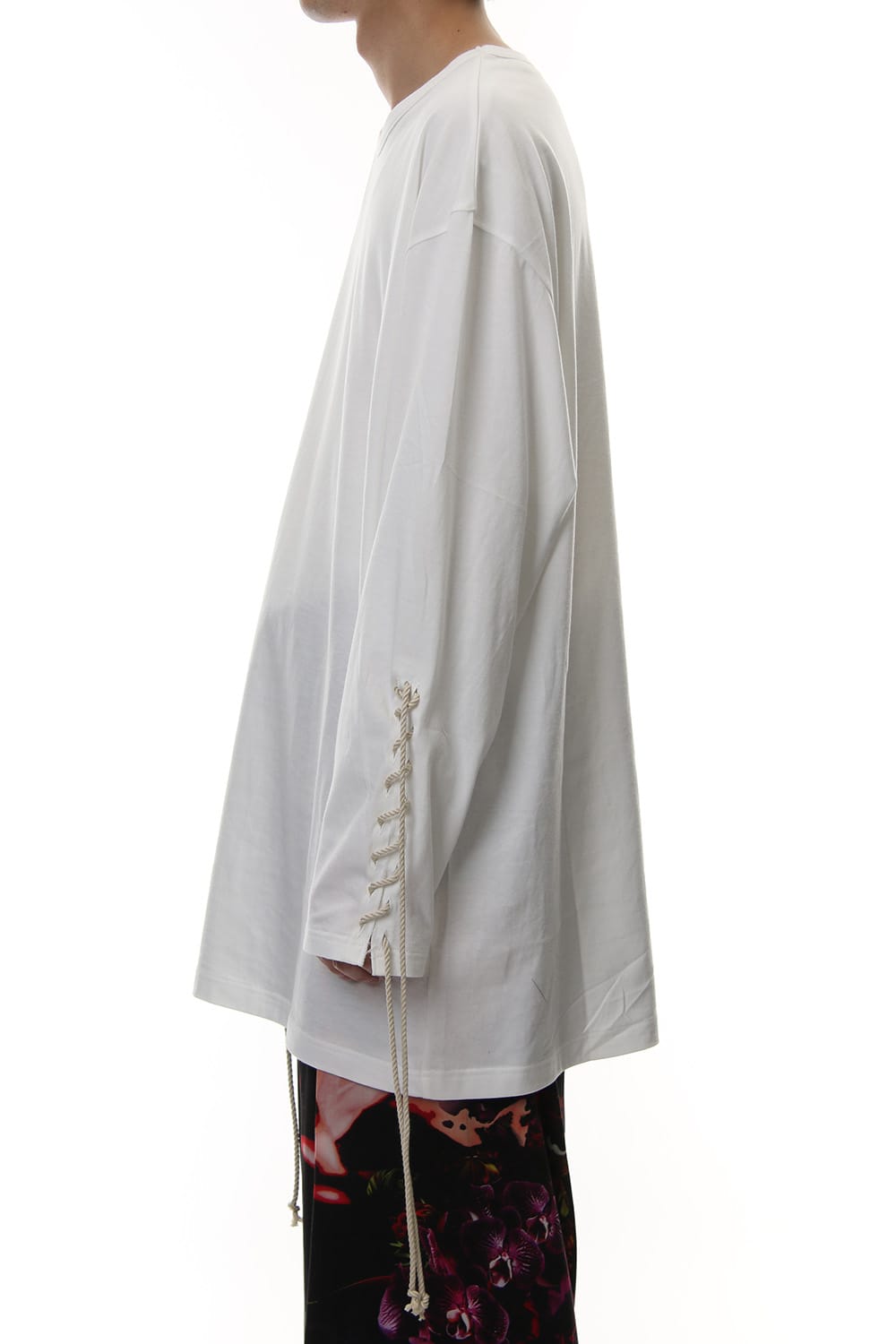 Lace Up Round Neck Long Sleeve T Shirt