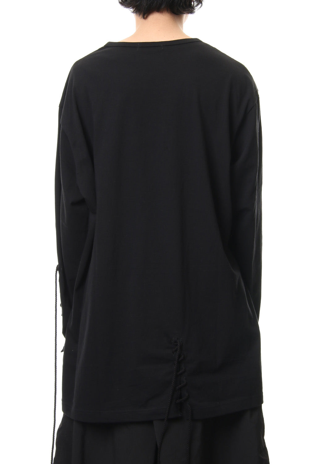 Lace Up Round Neck Long Sleeve T Shirt