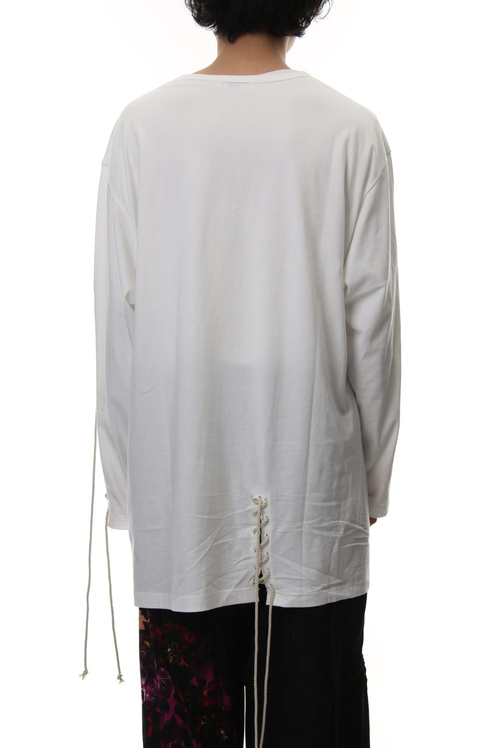 Lace Up Round Neck Long Sleeve T Shirt