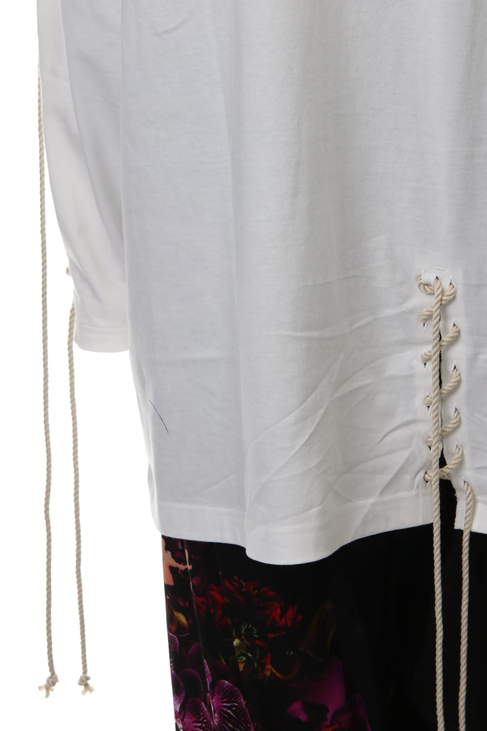 Lace Up Round Neck Long Sleeve T Shirt
