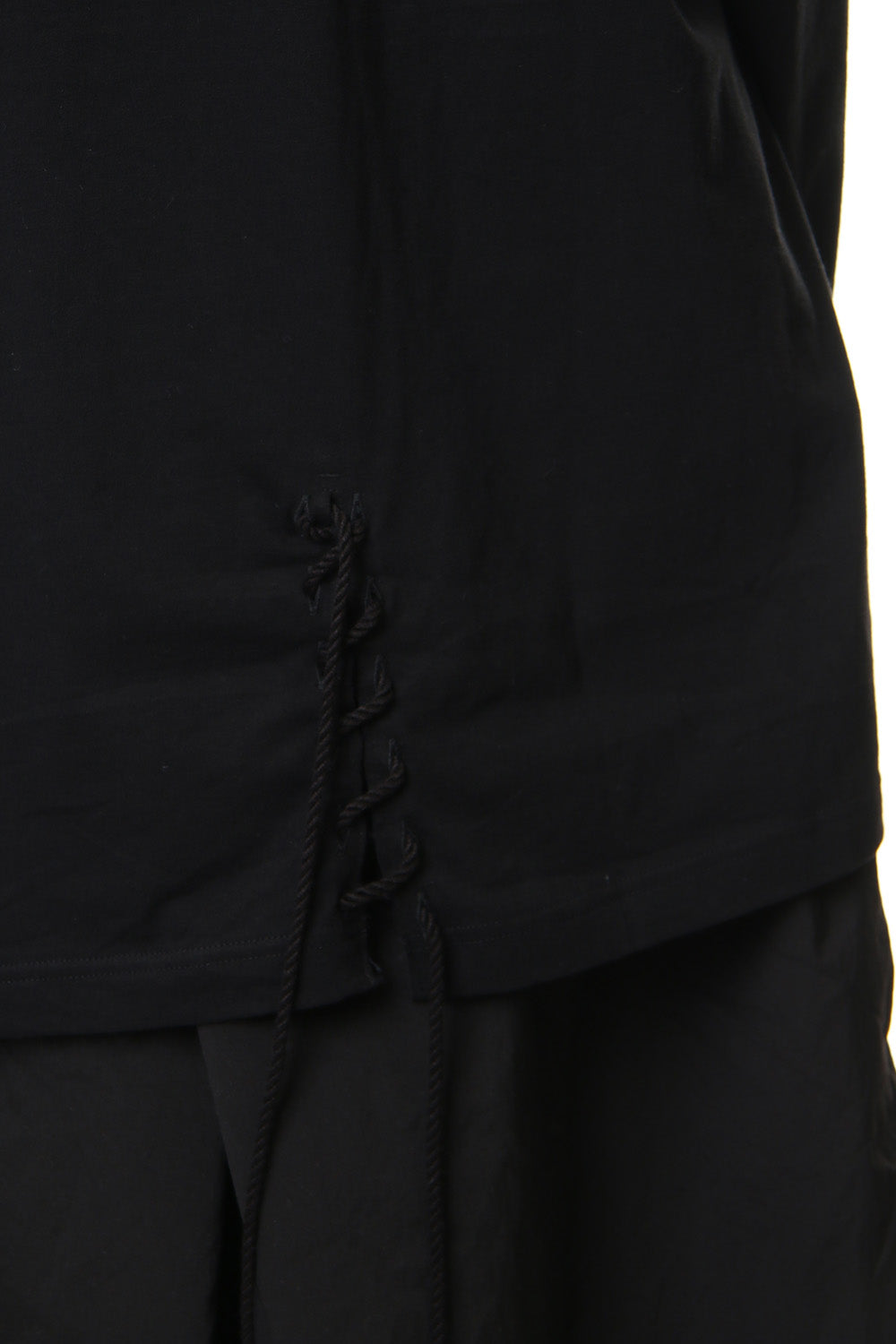 Lace Up Round Neck Long Sleeve T Shirt