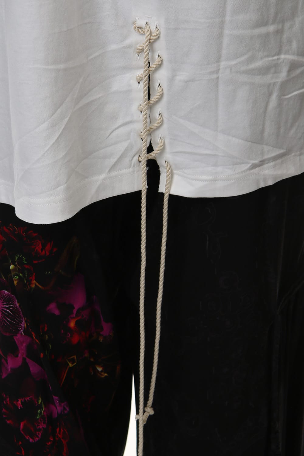 Lace Up Round Neck Long Sleeve T Shirt