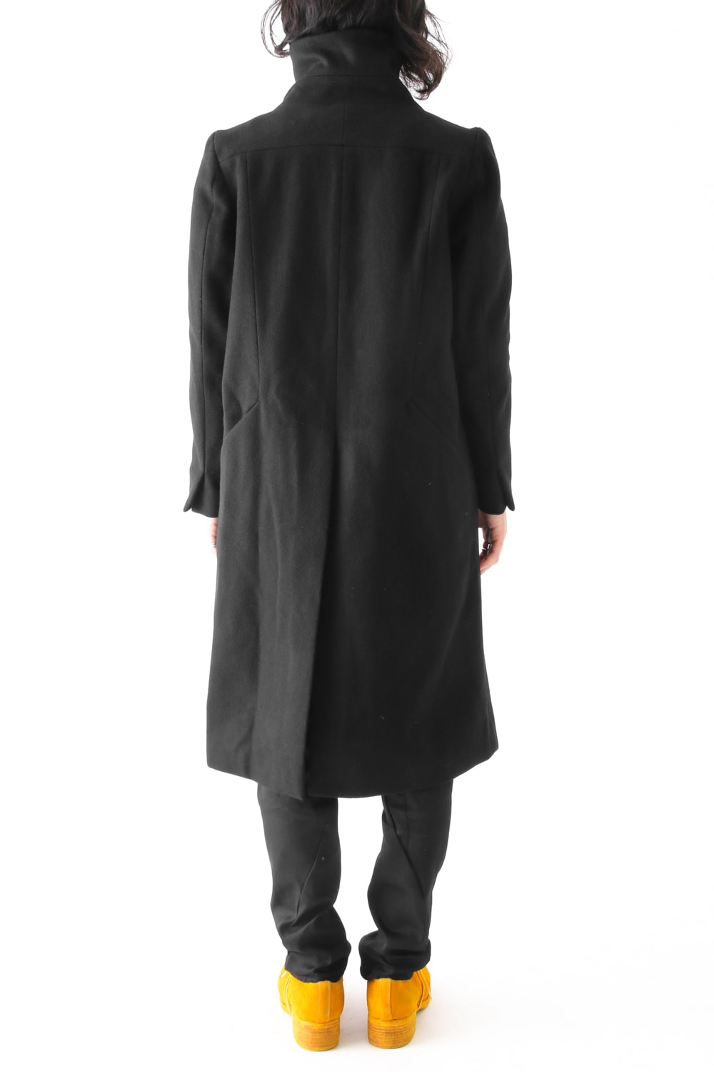 Wool Nylon Melton High Neck Long Coat