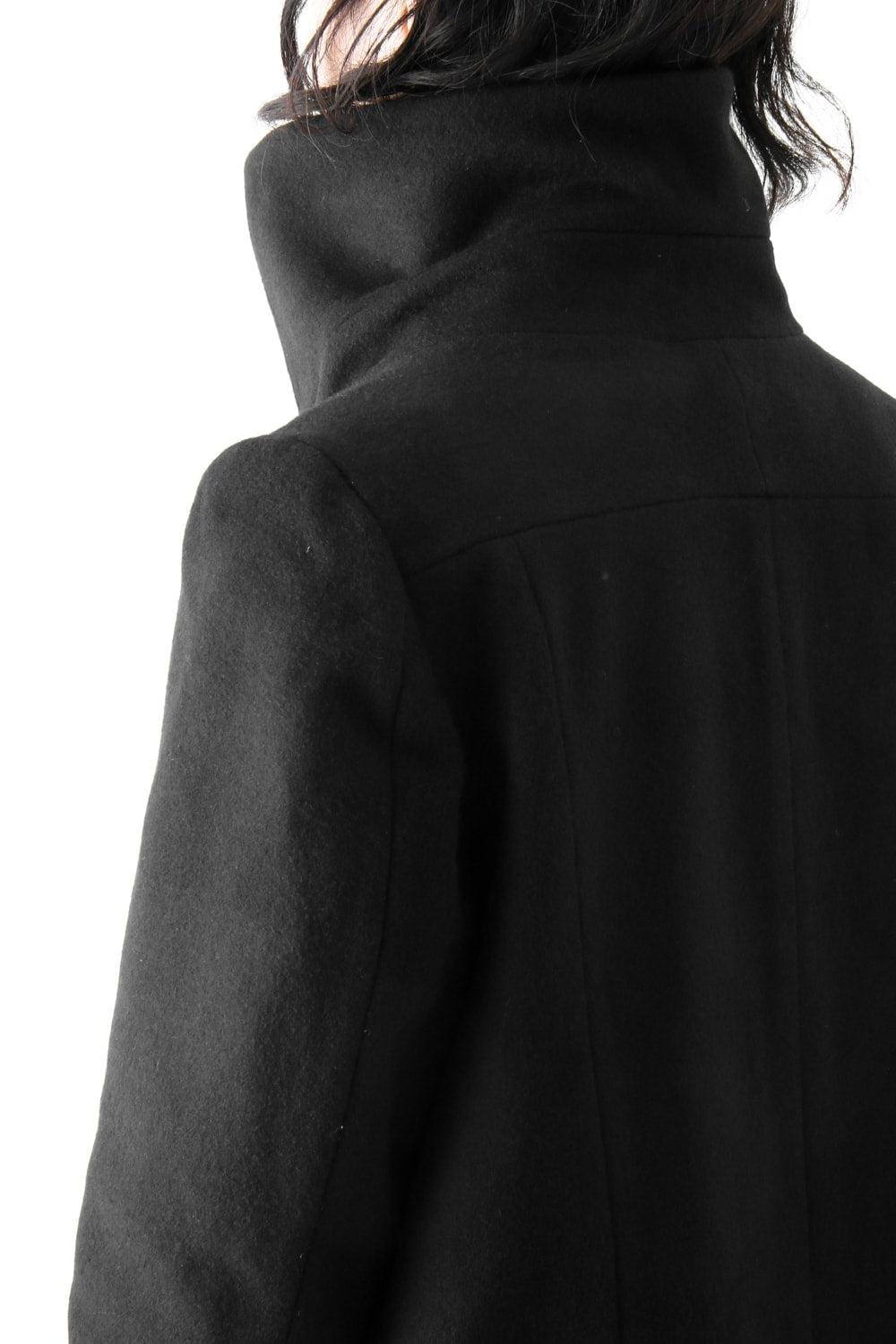 Wool Nylon Melton High Neck Long Coat