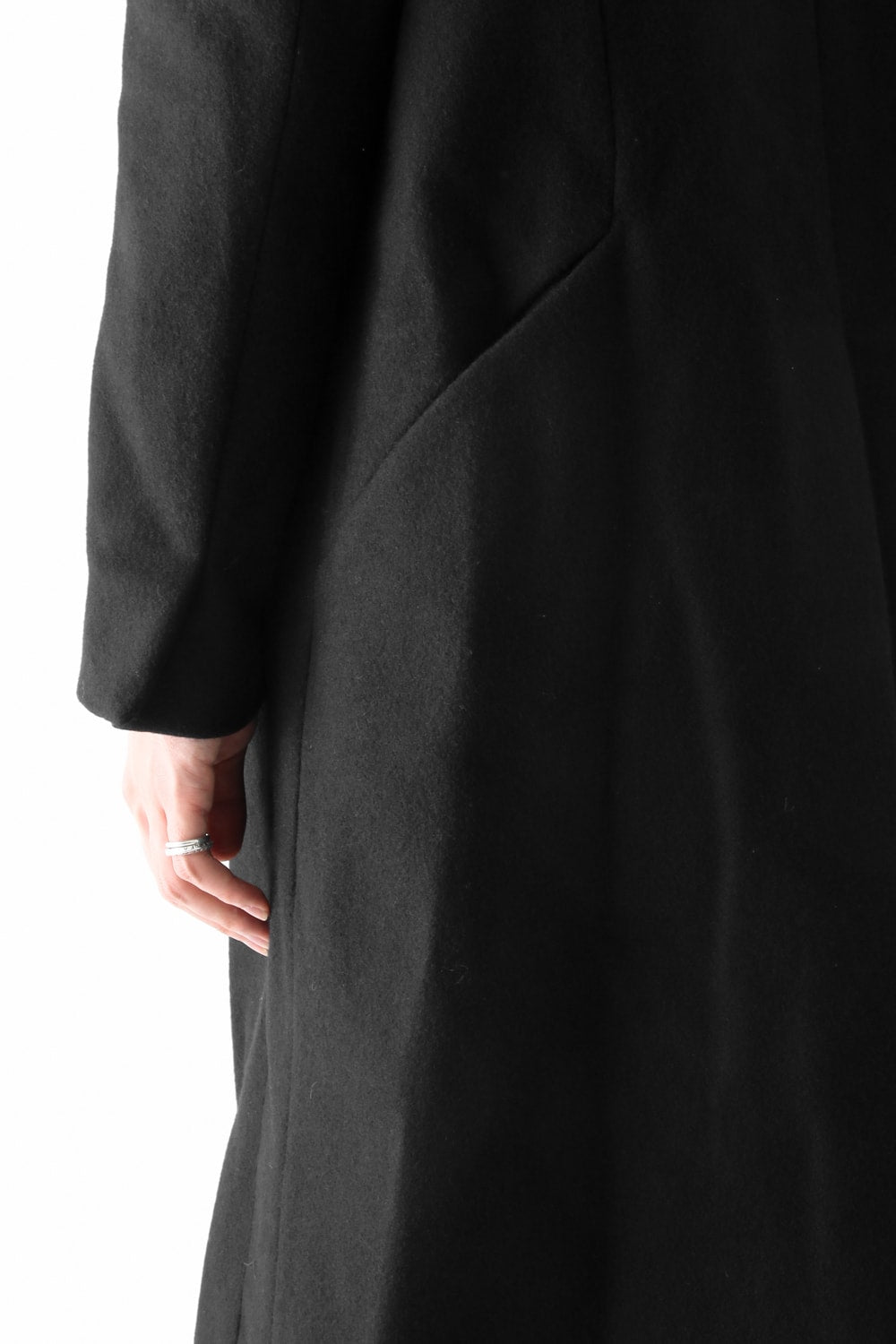 Wool Nylon Melton High Neck Long Coat