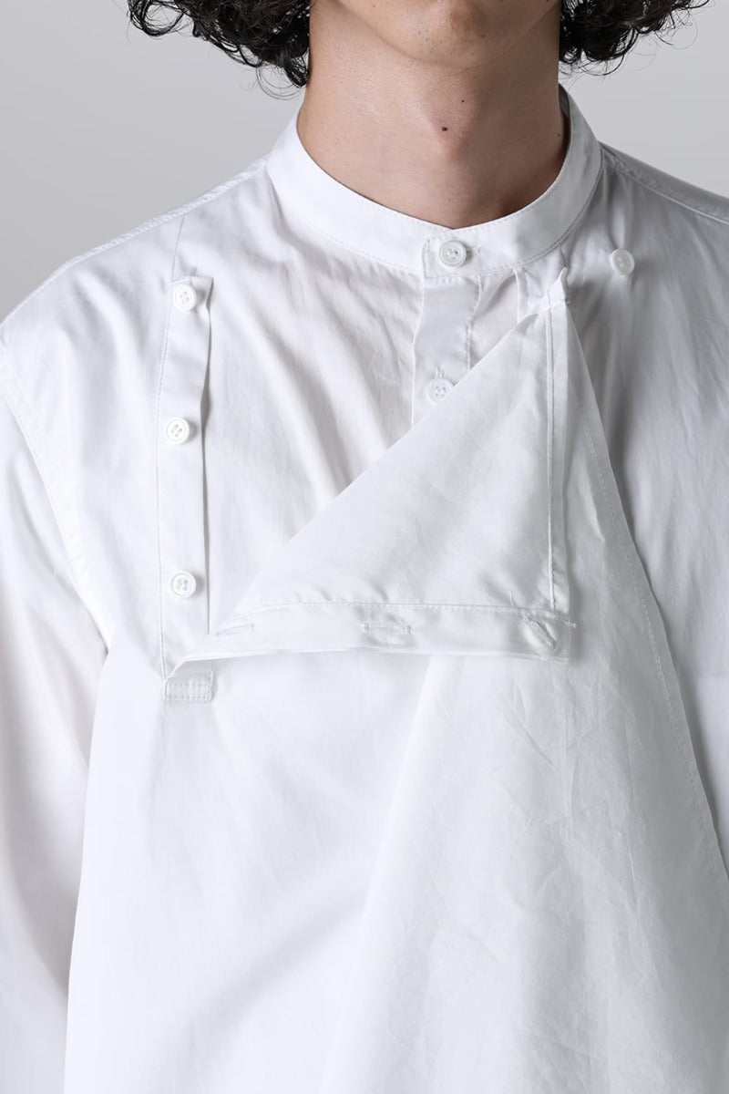 J-Front Draped Chain Stitch Blourse White