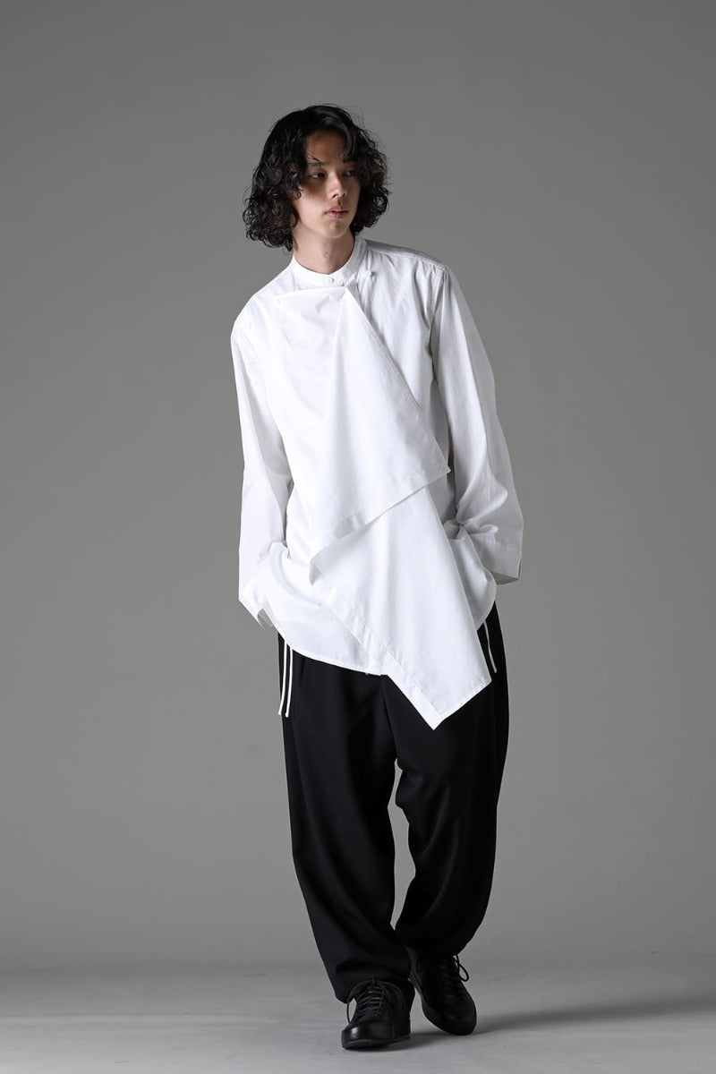 J-Front Draped Chain Stitch Blourse White