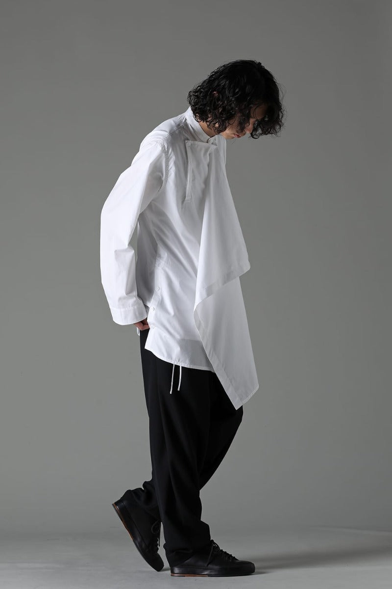 J-Front Draped Chain Stitch Blourse White