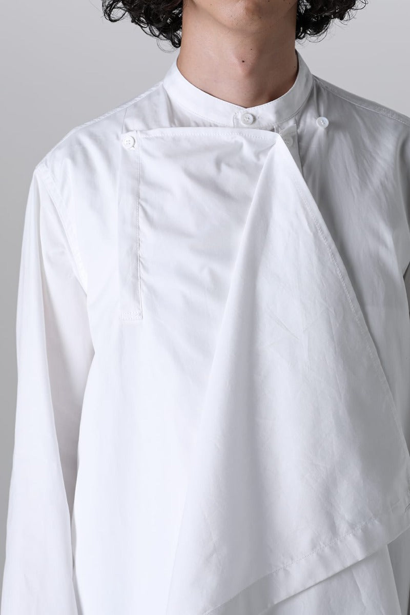 J-Front Draped Chain Stitch Blourse White