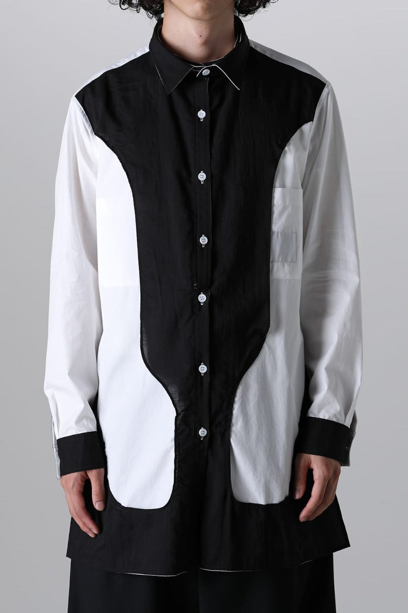 Black White Spare Colloar Blouse