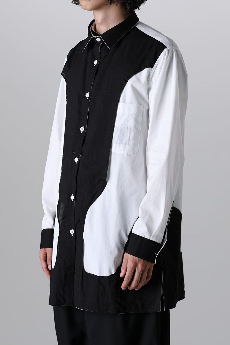 Black White Spare Colloar Blouse