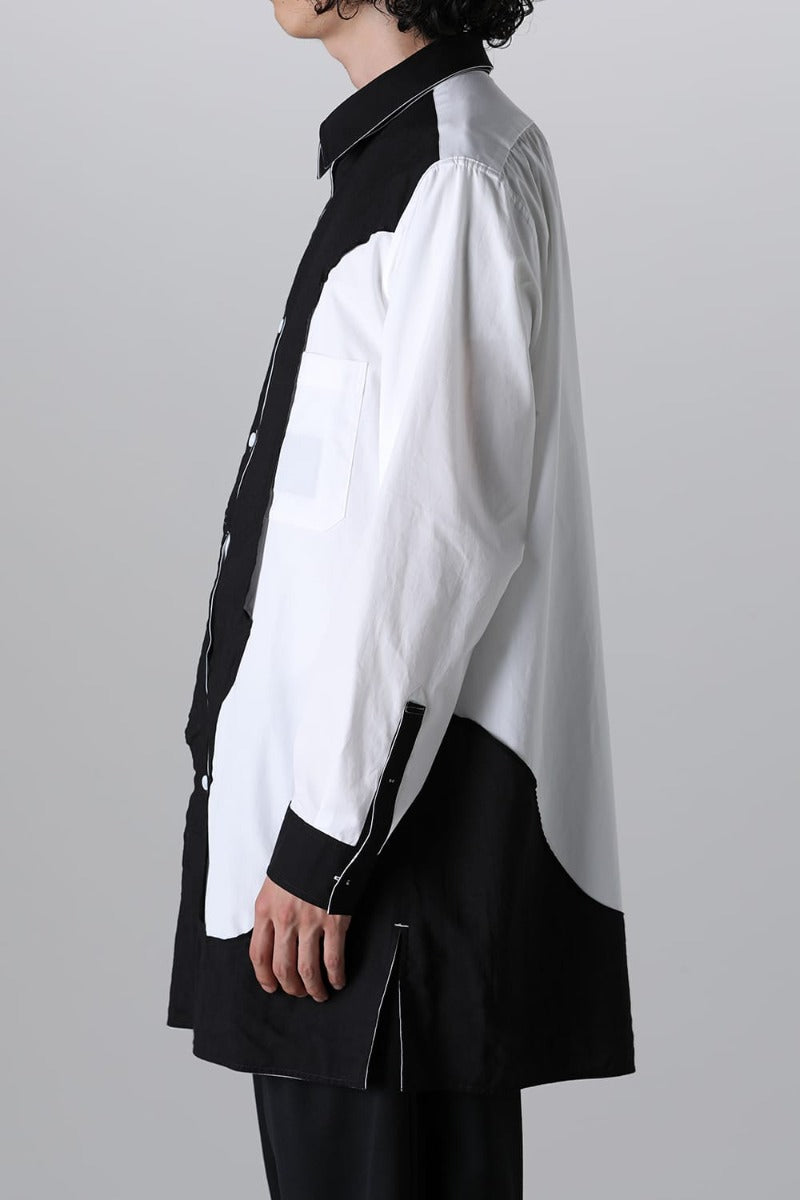 Black White Spare Colloar Blouse