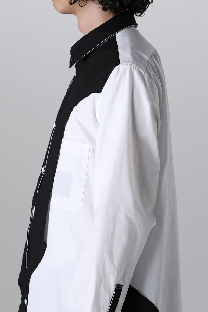 Black White Spare Colloar Blouse