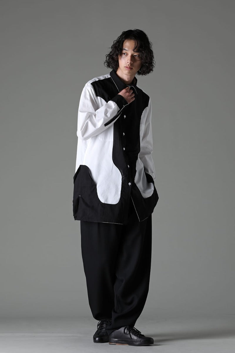 Black White Spare Colloar Blouse