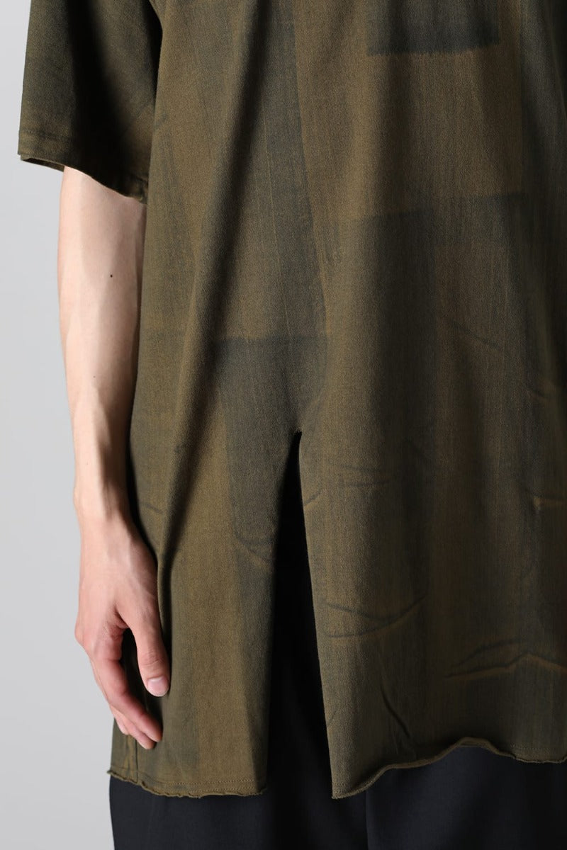 Slit Detail Short Sleeve T-Shirt Khaki