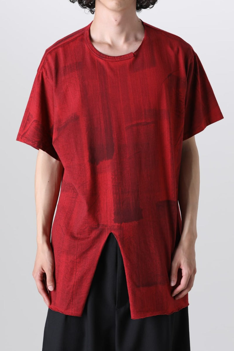 Slit Detail Short Sleeve T-Shirt Red