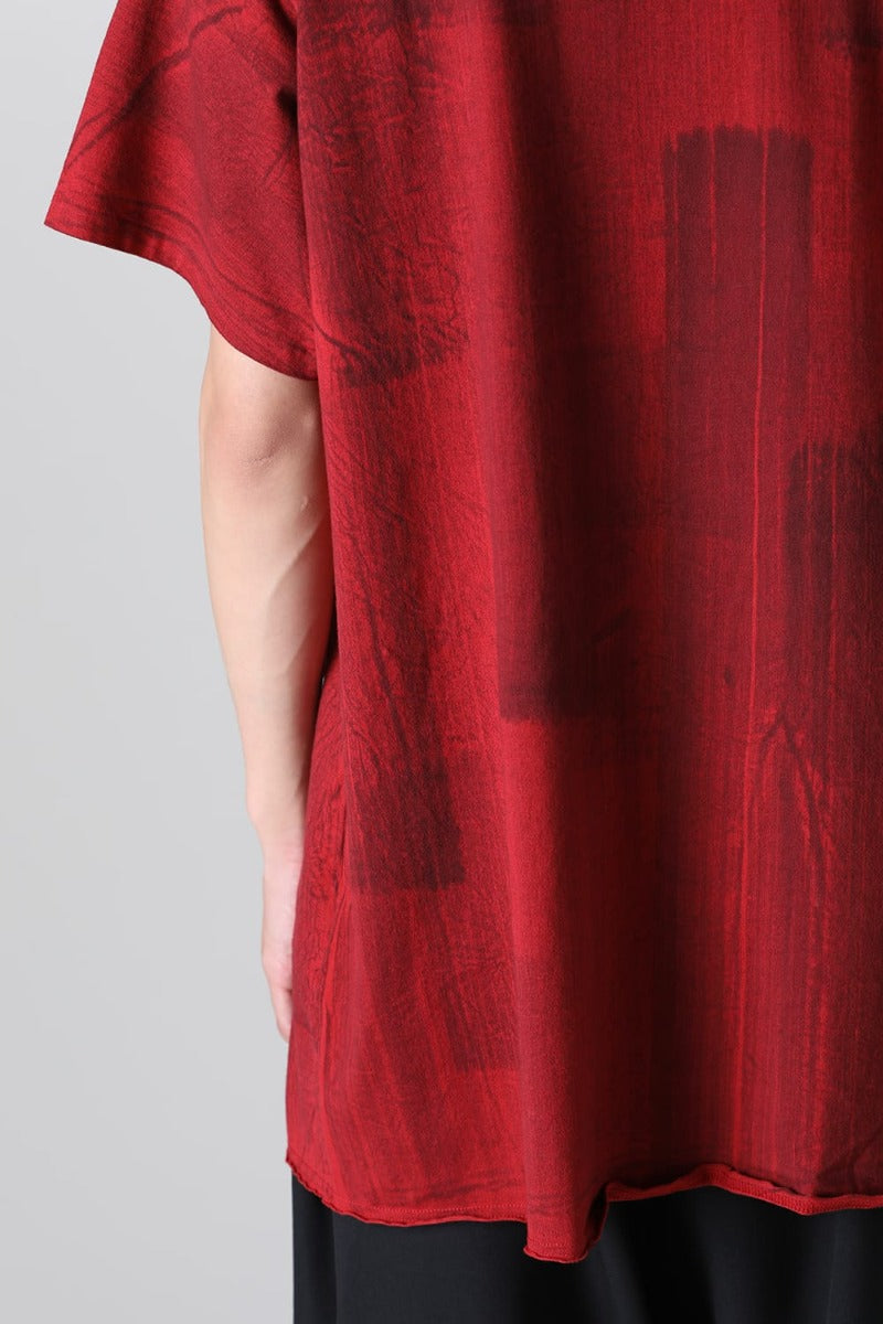 Slit Detail Short Sleeve T-Shirt Red