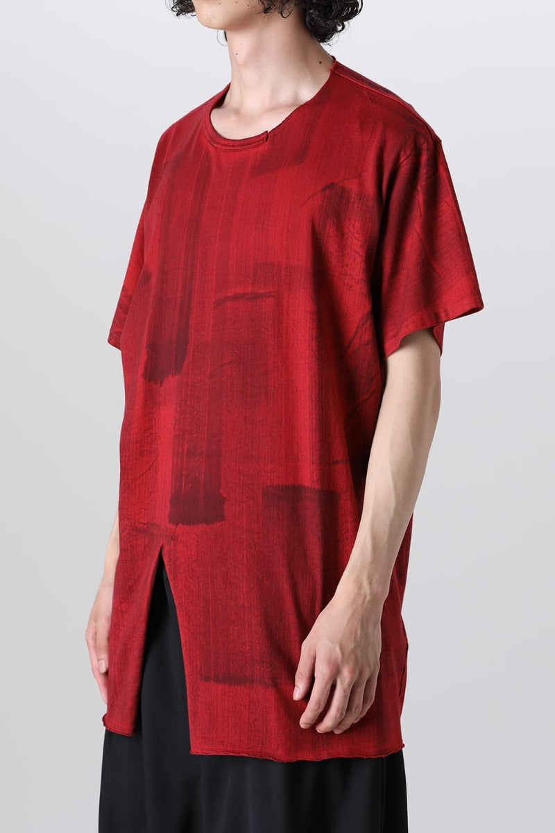 Slit Detail Short Sleeve T-Shirt Red