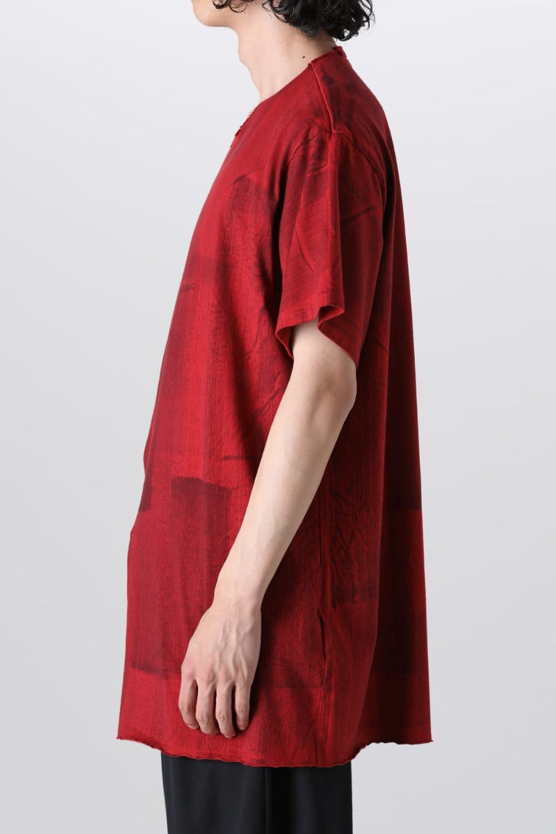 Slit Detail Short Sleeve T-Shirt Red