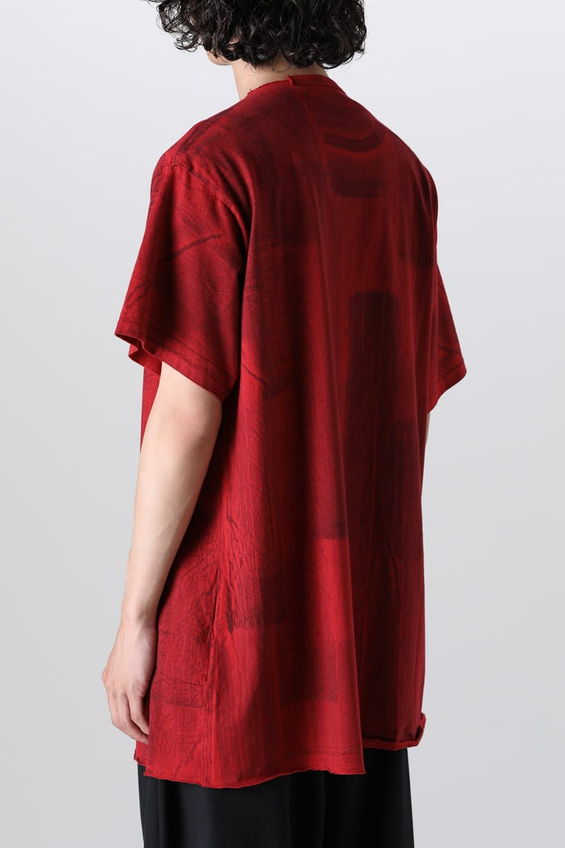 Slit Detail Short Sleeve T-Shirt Red