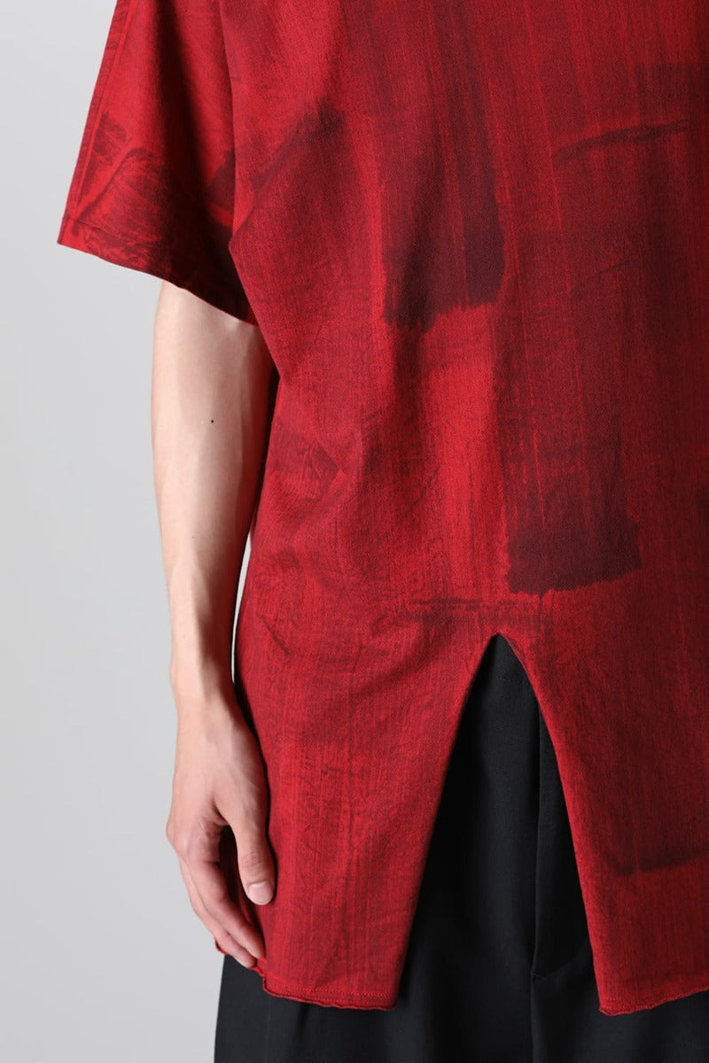 Slit Detail Short Sleeve T-Shirt Red