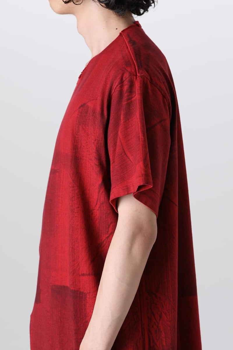 Slit Detail Short Sleeve T-Shirt Red