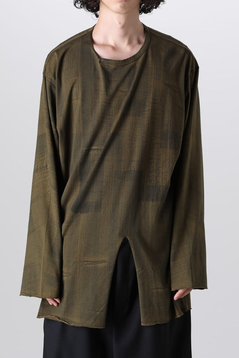 Slit Detail Long T-Shirt Khaki