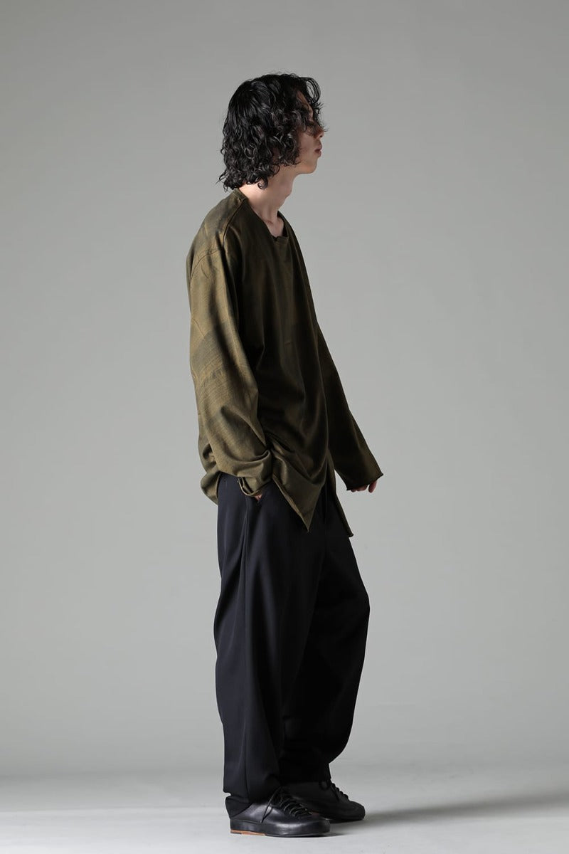 Slit Detail Long T-Shirt Khaki