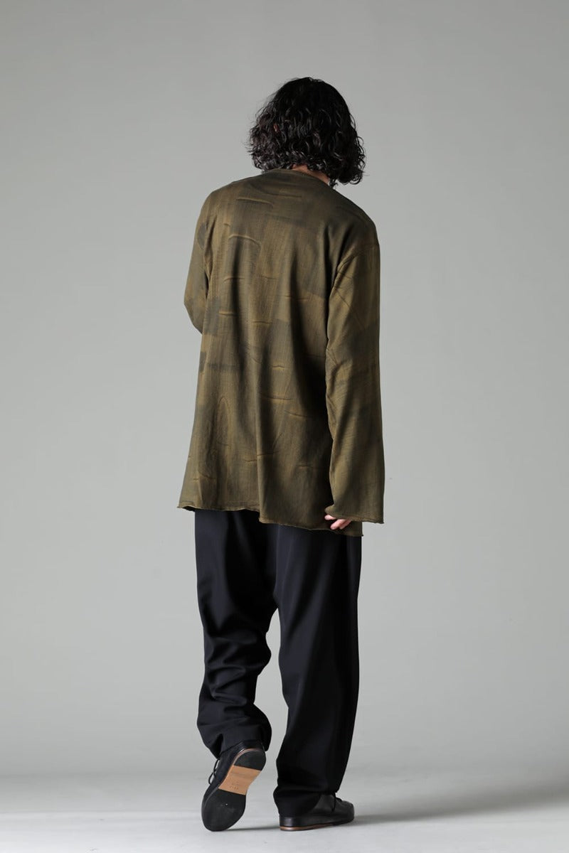 Slit Detail Long T-Shirt Khaki