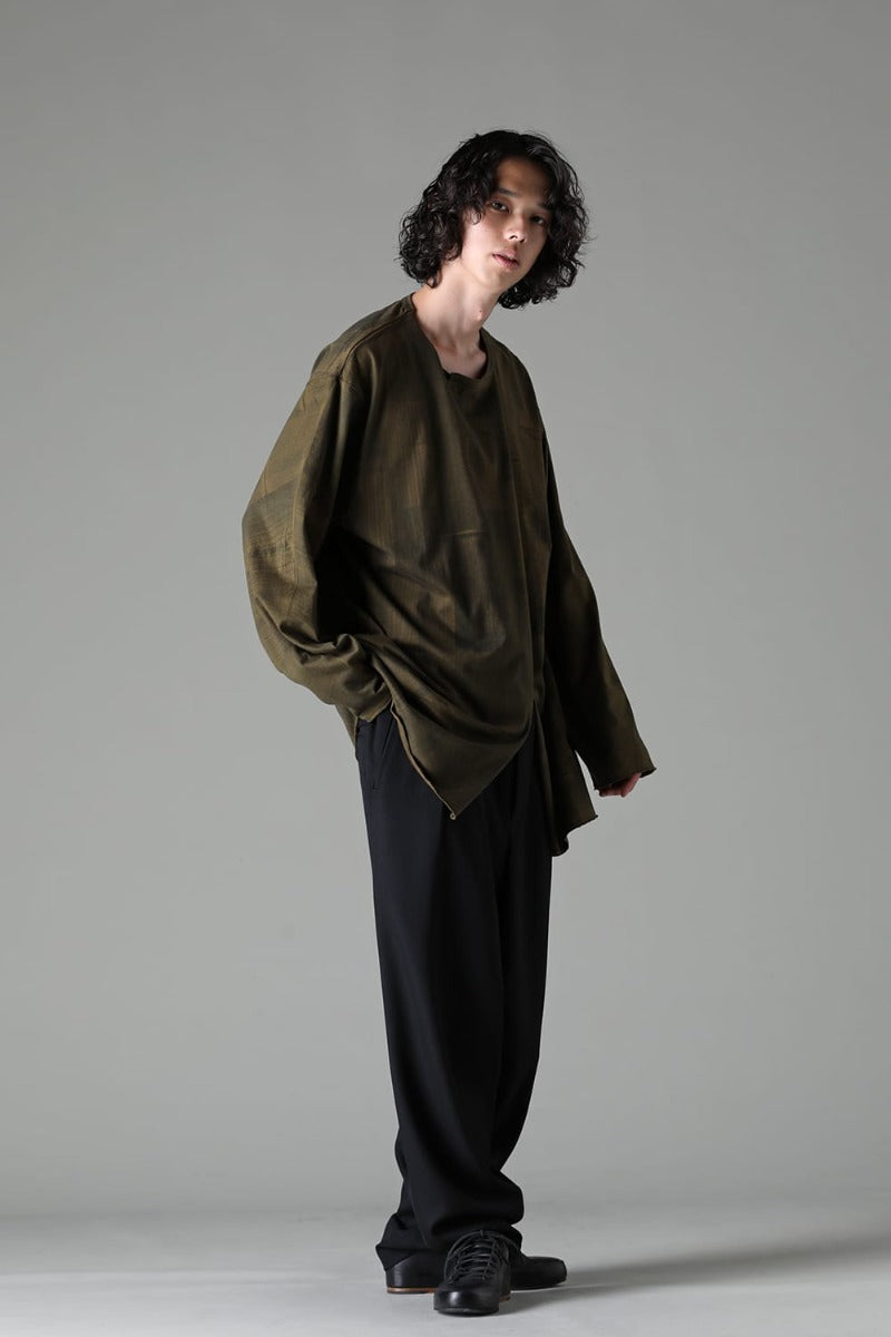 Slit Detail Long T-Shirt Khaki