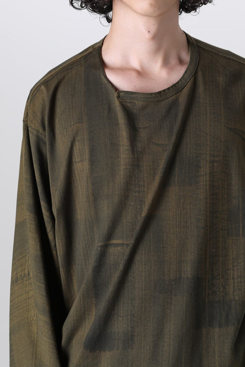 Slit Detail Long T-Shirt Khaki