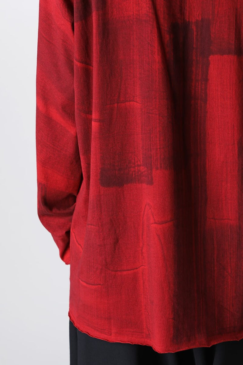 Slit Detail Long T-Shirt Red