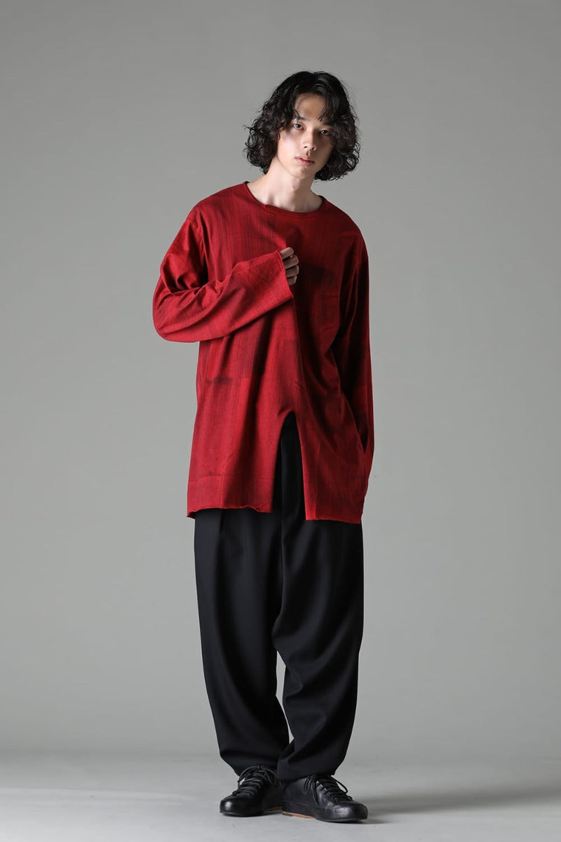 Slit Detail Long T-Shirt Red