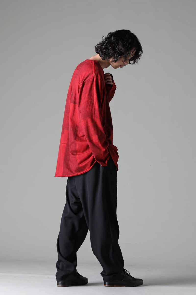 Slit Detail Long T-Shirt Red