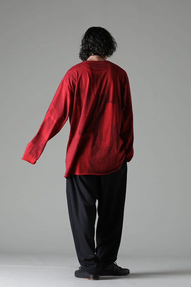 Slit Detail Long T-Shirt Red