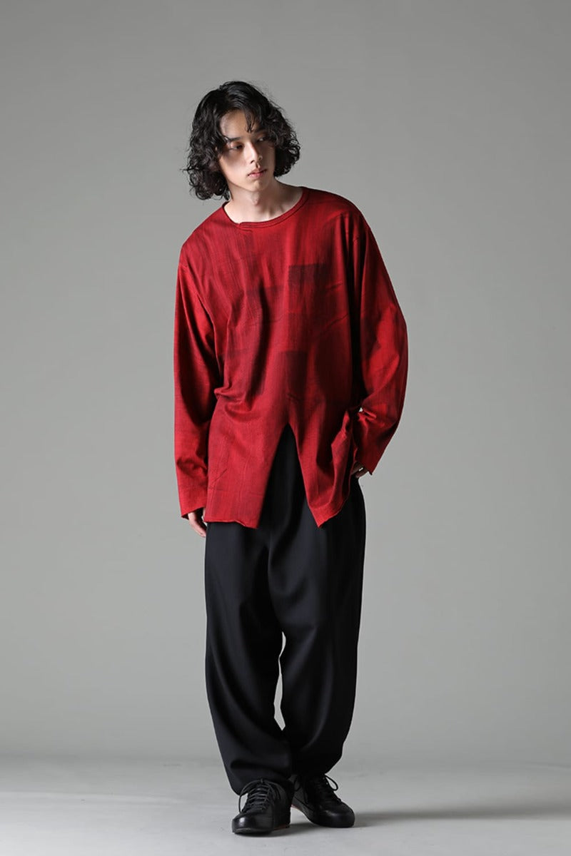 Slit Detail Long T-Shirt Red