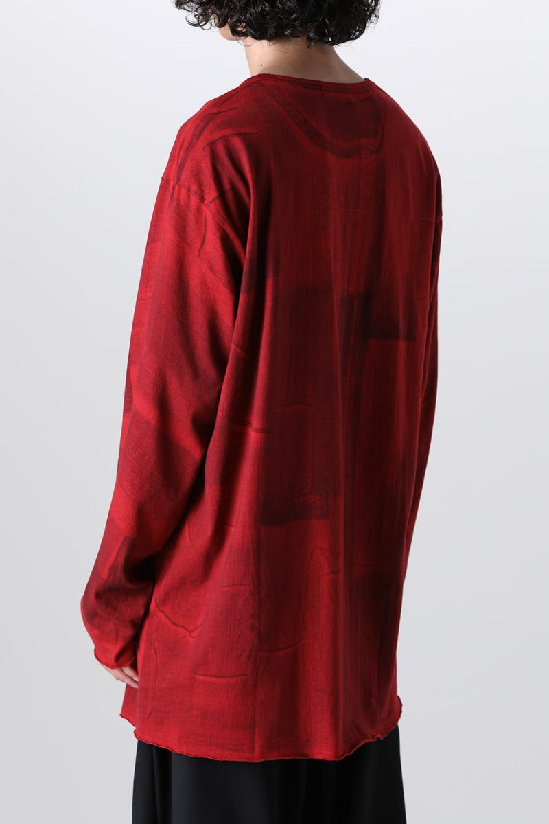 Slit Detail Long T-Shirt Red