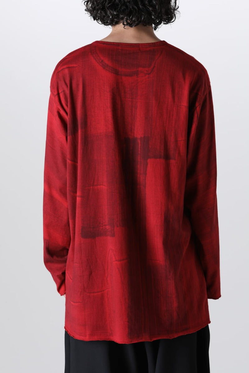 Slit Detail Long T-Shirt Red