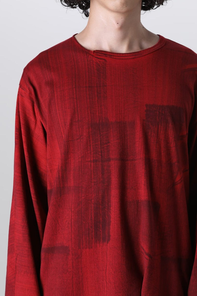 Slit Detail Long T-Shirt Red