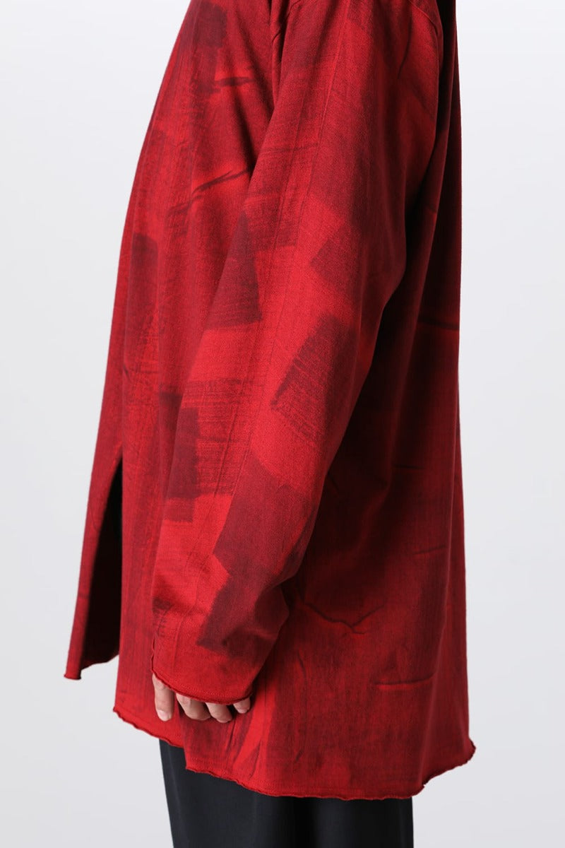 Slit Detail Long T-Shirt Red