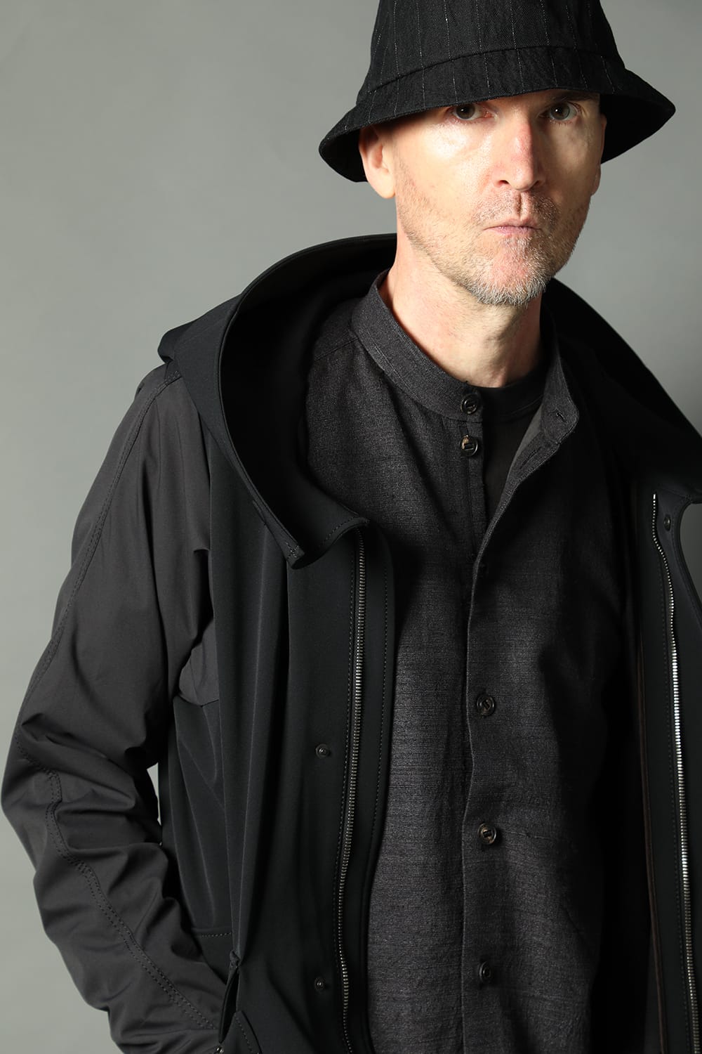 Hooded jacket merino wool jersey bonding