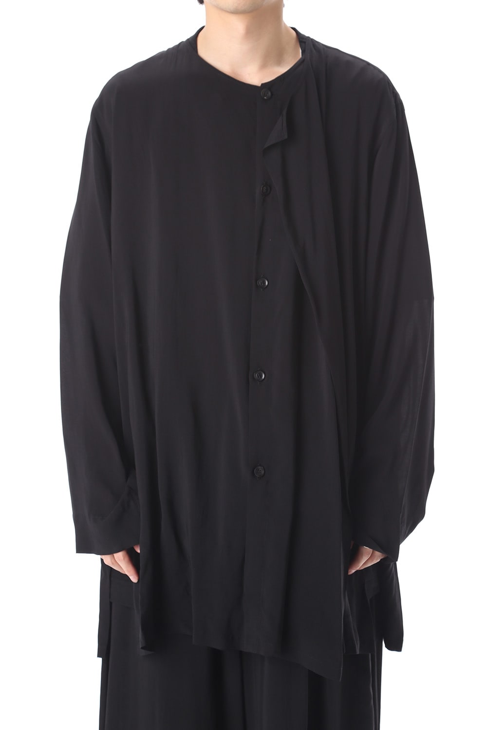 Rayon Spun Lawn Left Layered Collarless shirt