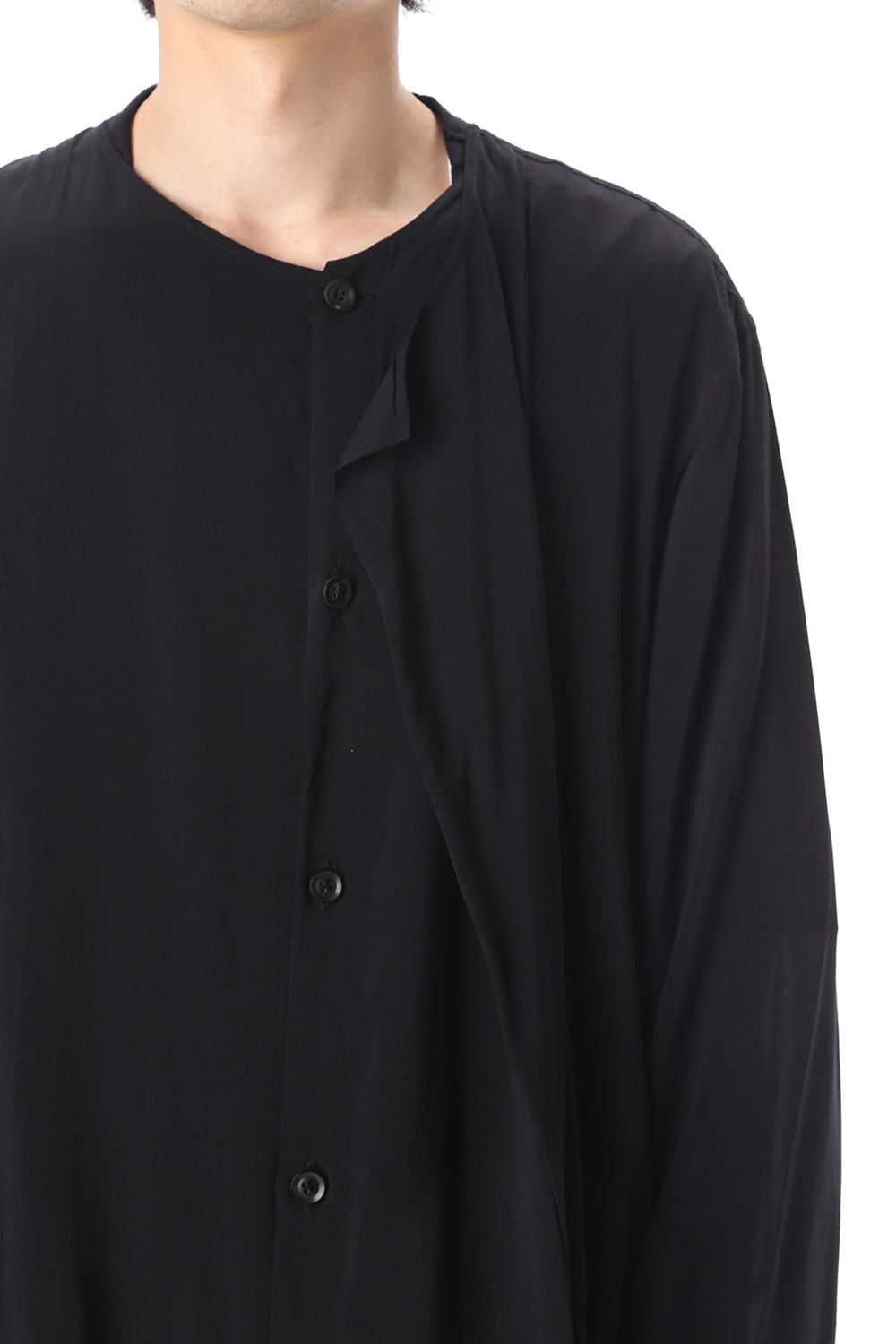 Rayon Spun Lawn Left Layered Collarless shirt