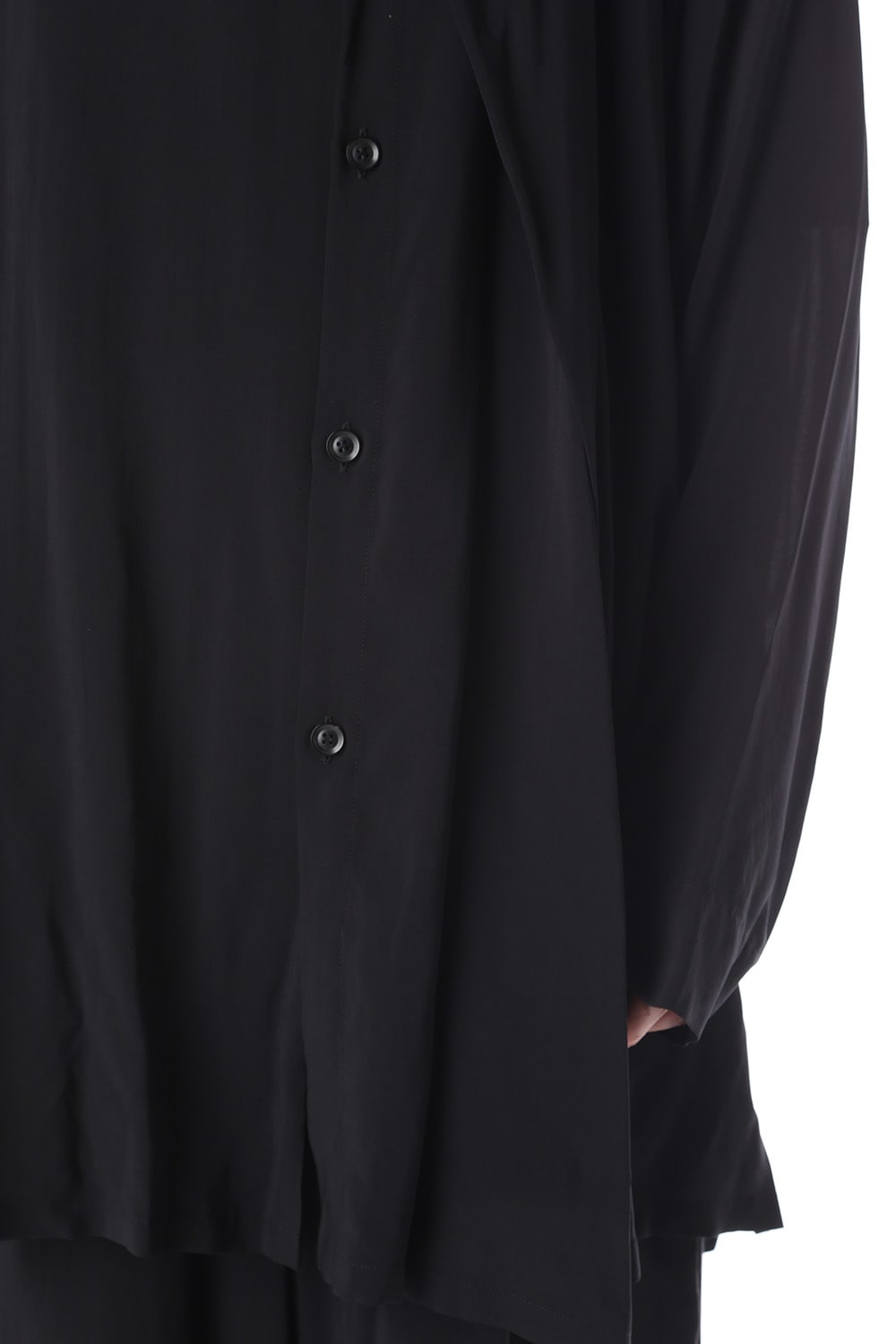 Rayon Spun Lawn Left Layered Collarless shirt